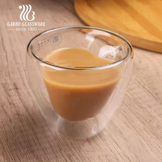 Tazze da caffè in vetro a doppia parete, Tazze da tè in vetro, Tazza da caffè in vetro, Bicchieri da tè, Tazza da latte, Tazze trasparenti,