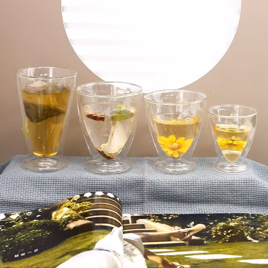 Tazza da caffè in vetro a doppia parete Tazza da caffè in vetro Tazza da caffè resistente al calore Tazza da caffè in vetro borosilicato Tazze da caffè espresso,