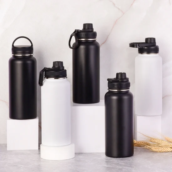 Thermos idro acqua portatile termico per bevande sportive, tè, acciaio inossidabile, caldo freddo, con coperchio a vite