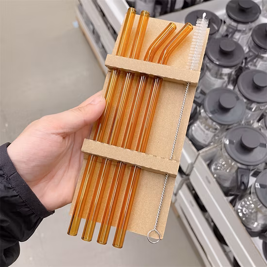 Cannuccia in vetro borosilicato colorato al 100% per uso alimentare