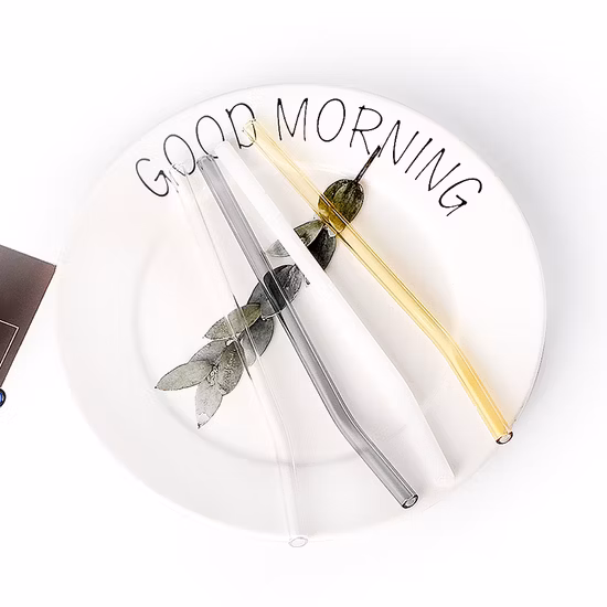 Vetro trasparente di alta qualità per bere con cannuccia e scatola di imballaggio