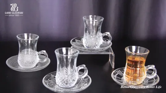 Tazza da caffè in vetro stile arabo da 3 once Tazza da tè turco con incisione di design Bohemia