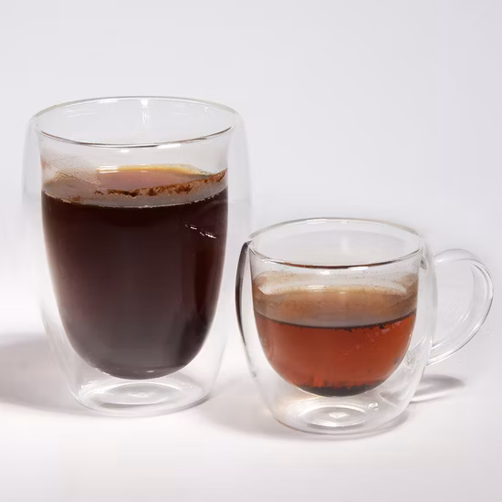 Vendita calda 80ml 250ml Tazze da caffè a doppia parete in vetro borosilicato Tazza in vetro espresso per caffè e tè